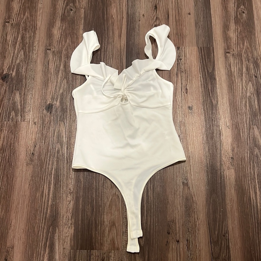 Off-white cotton leotard onesie top (ASTR) (Medium)